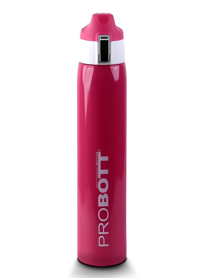 Probott Icon 750 ml Thermosteel Vacuum Insulated Double Walled Thermos Flask 0.75 Litre, Pink | Flip Top Cap | Leakproof | Gym | Sports | Office | Home | Kitchen | Travel | Water, Tea, Coffee, Shakes - Image 1